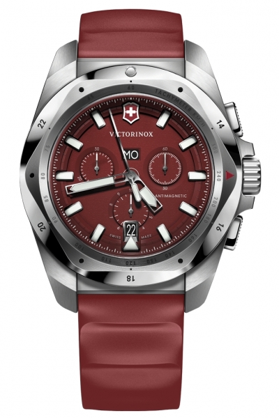 INOX CHRONO RED DIAL, RED RUBBER