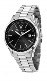 WATCH SORPASSO 42MM 3H BLACK DIAL SS BR