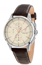 WATCH SORPASSO 42MM CHRO BEIGE DIAL BROWN ST