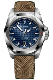 WATCH INOX GENT AUTO BLUE DIAL, BROWN STRAP