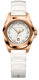 WATCH INOX LADY QUARTZ IPRG, WHITE DIAL&RUBBER