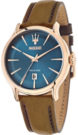 WATCH MASERATI EPOCA 42MM 3H BLUE DIAL BROWN STR RG R8851118001