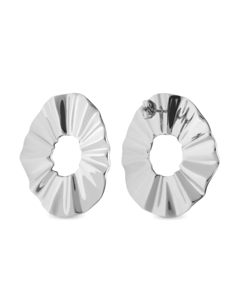 ROSEFIELD JEWELRY LIQUID WAVED COIN EARRING SILVER BLWES-J212